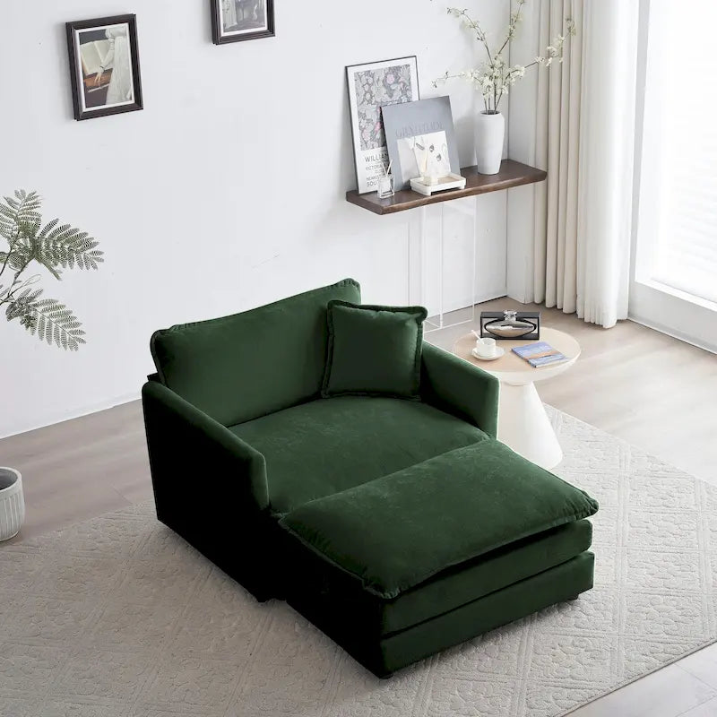 Fauteuil d'appoint moderne avec pouf, fauteuil rembourré