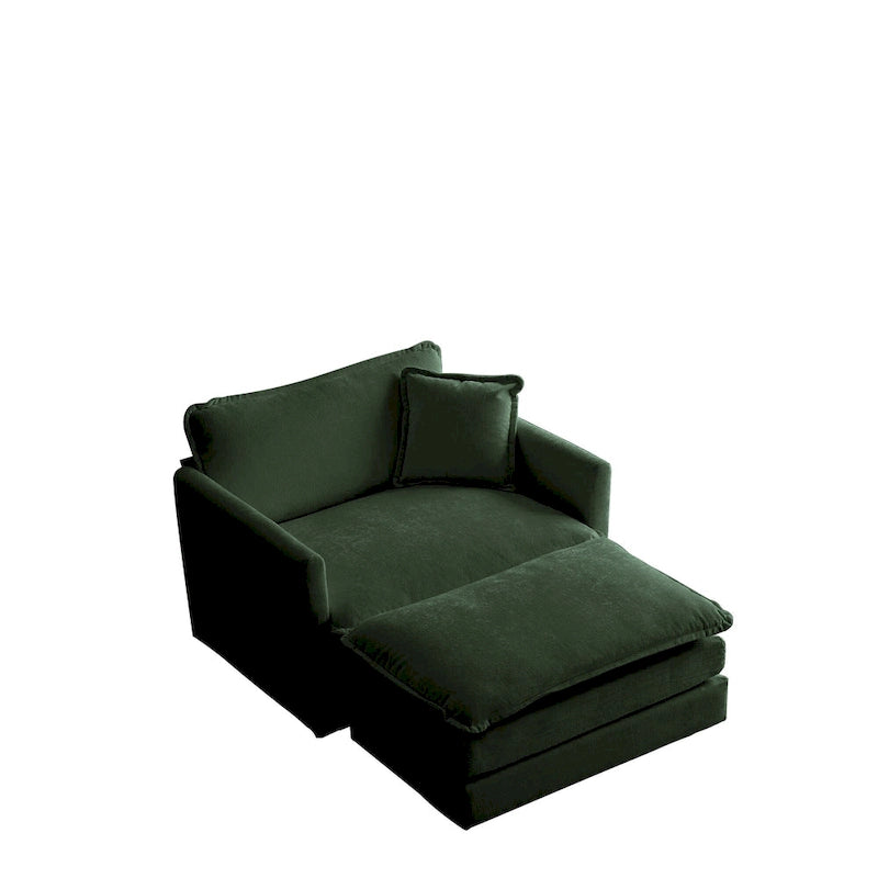Fauteuil d'appoint moderne avec pouf, fauteuil rembourré