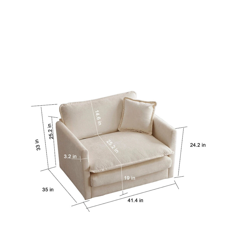 Fauteuil d'appoint moderne avec pouf, fauteuil rembourré
