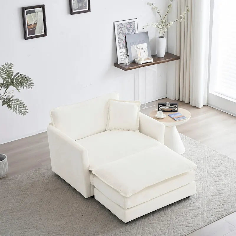Fauteuil d'appoint moderne avec pouf, fauteuil rembourré