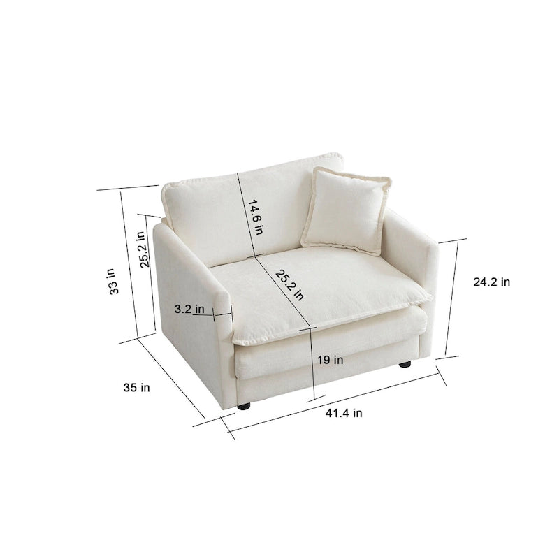 Fauteuil d'appoint moderne avec pouf, fauteuil rembourré