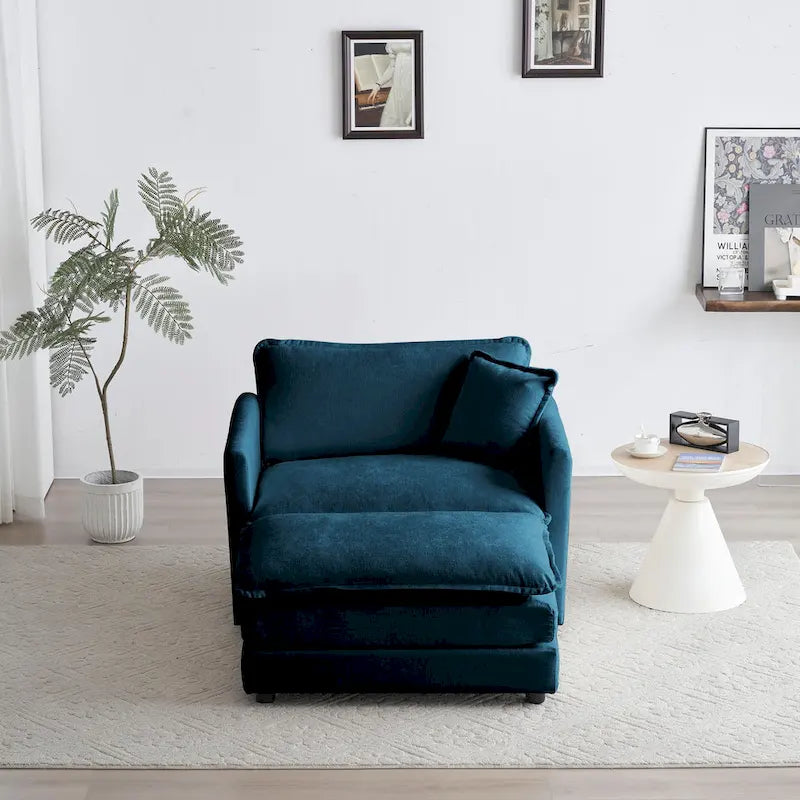 Fauteuil d'appoint moderne avec pouf, fauteuil rembourré
