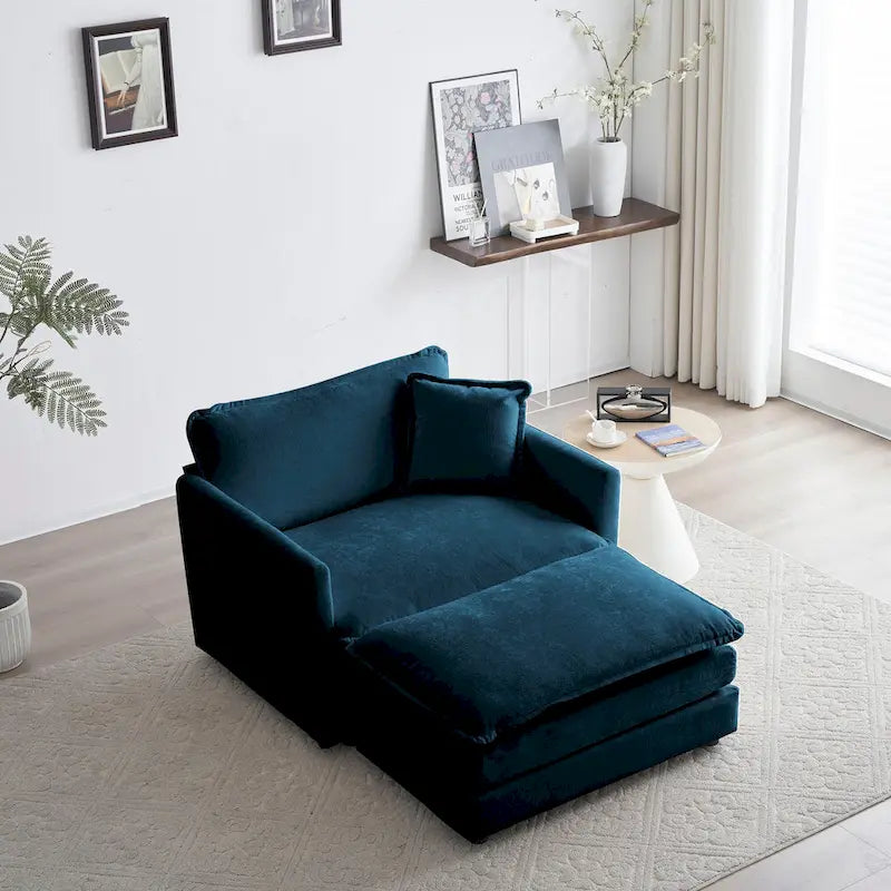 Fauteuil d'appoint moderne avec pouf, fauteuil rembourré