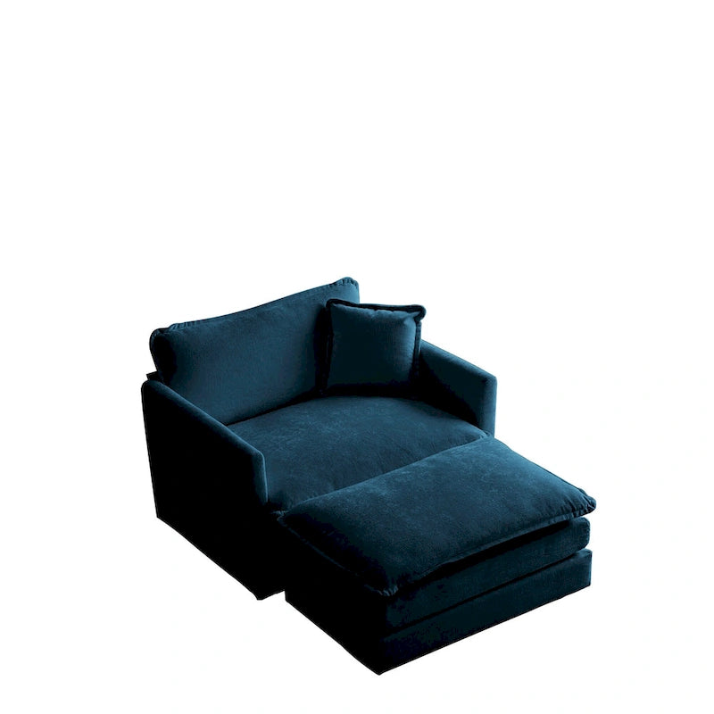 Fauteuil d'appoint moderne avec pouf, fauteuil rembourré