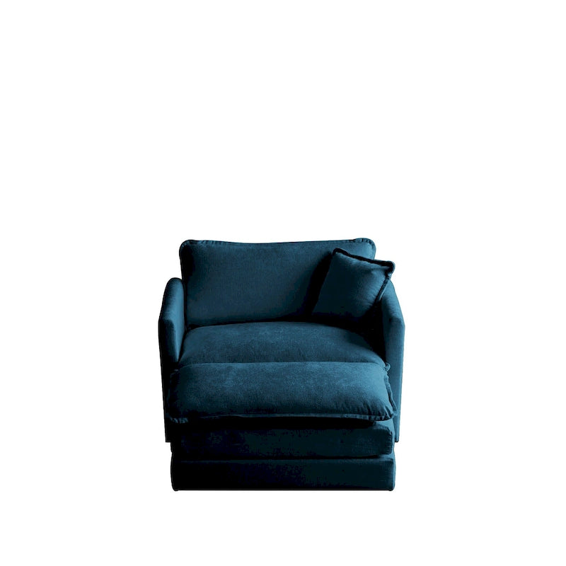 Fauteuil d'appoint moderne avec pouf, fauteuil rembourré