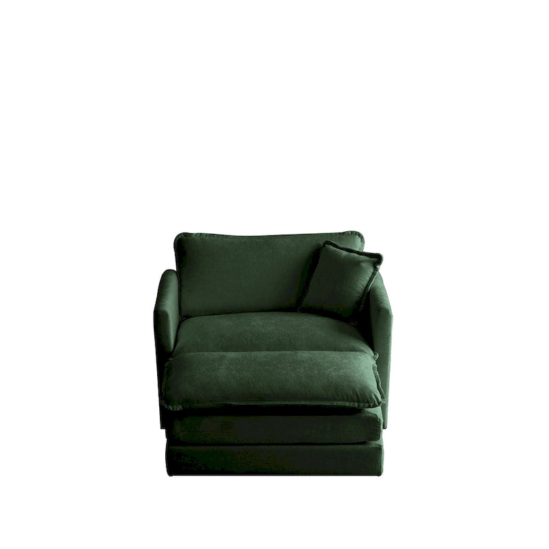 Fauteuil d'appoint moderne avec pouf, fauteuil rembourré