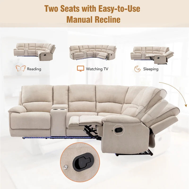 Salon inclinable manuel moderne avec ports USB