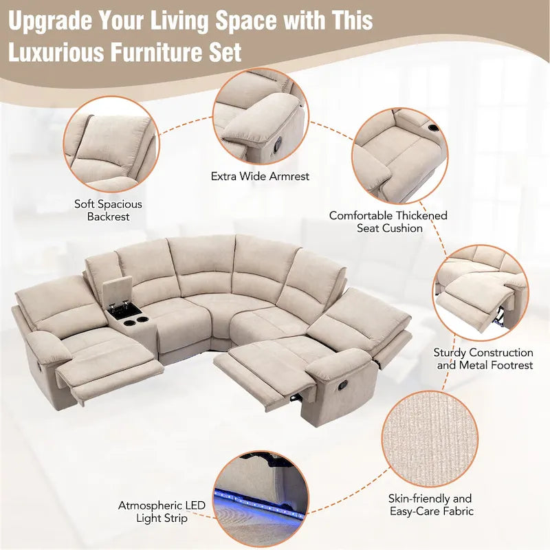 Salon inclinable manuel moderne avec ports USB