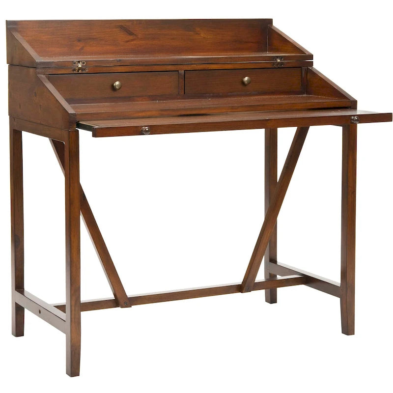 Bureau secrétaire en noyer foncé