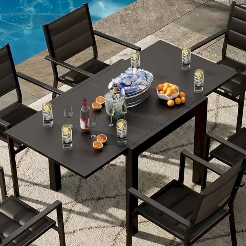Table de salle à manger extérieure extensible pour jardin et terrasse