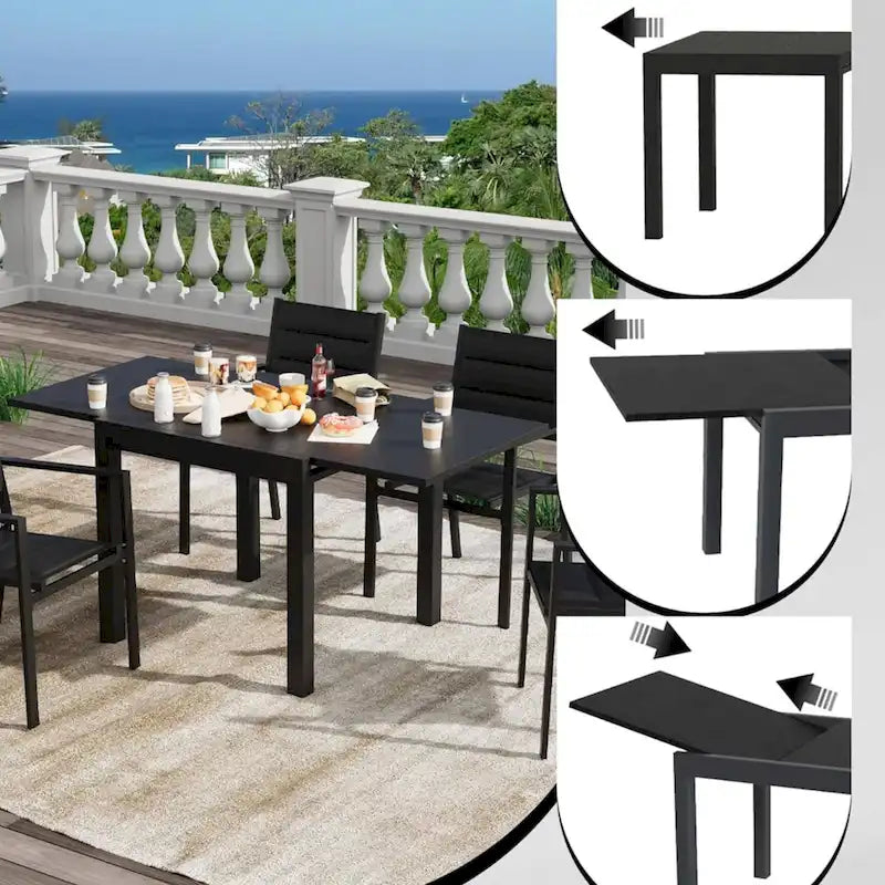 Table de salle à manger extérieure extensible pour jardin et terrasse