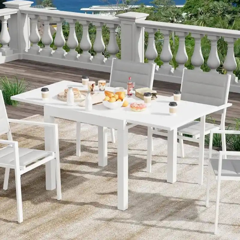 Table de salle à manger extérieure extensible pour jardin et terrasse