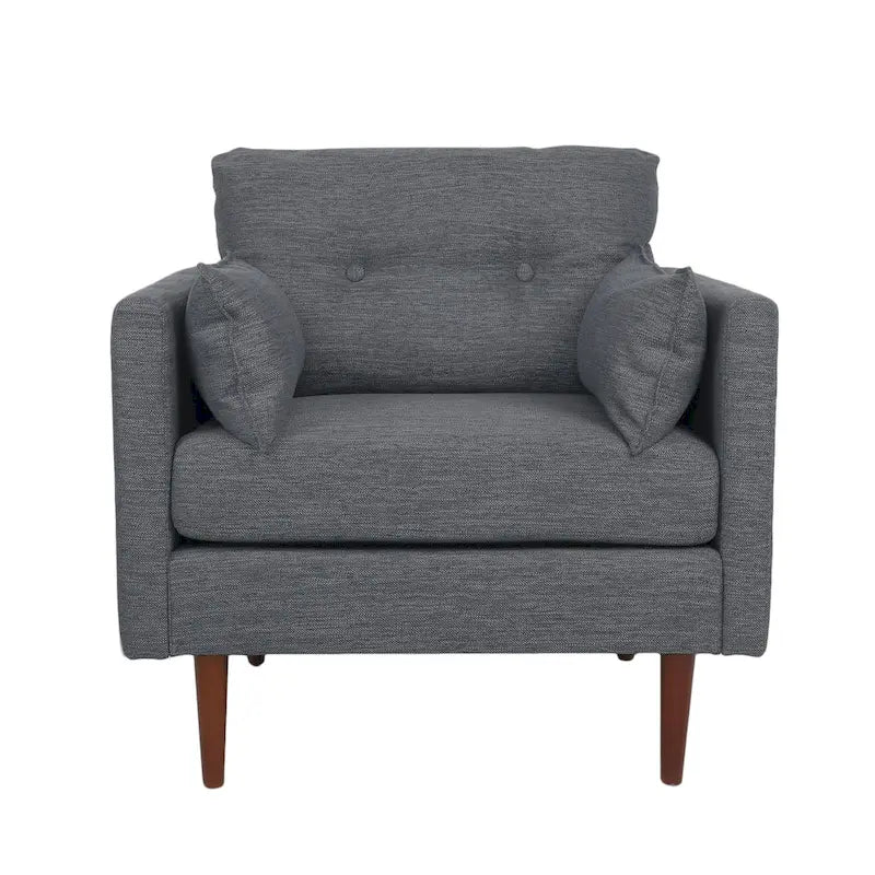 Fauteuil club capitonné avec coussins décoratifs