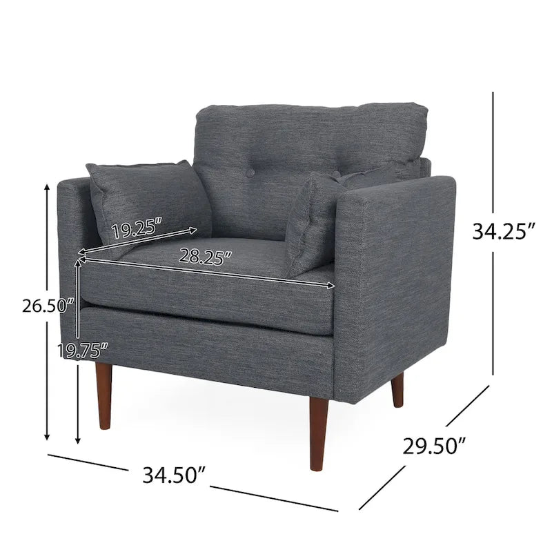 Fauteuil club capitonné avec coussins décoratifs