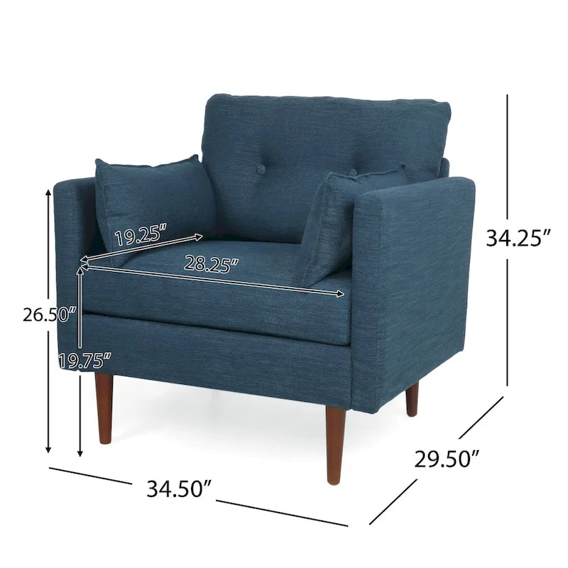 Fauteuil club capitonné avec coussins décoratifs