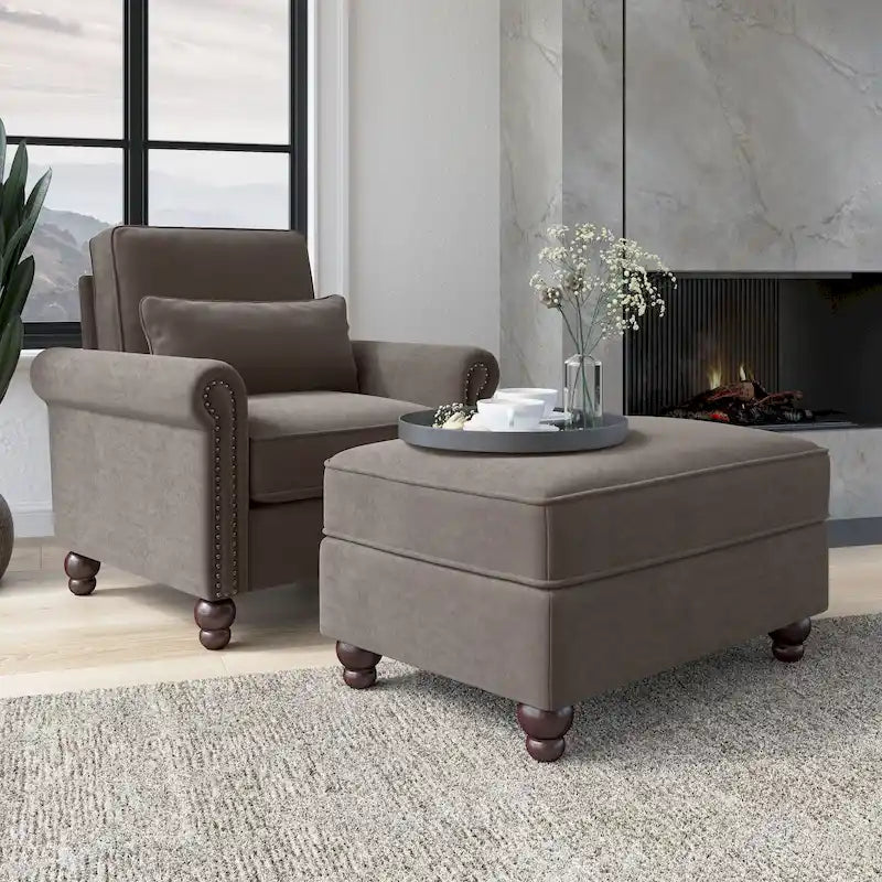 Fauteuil d'appoint de salon avec ottoman