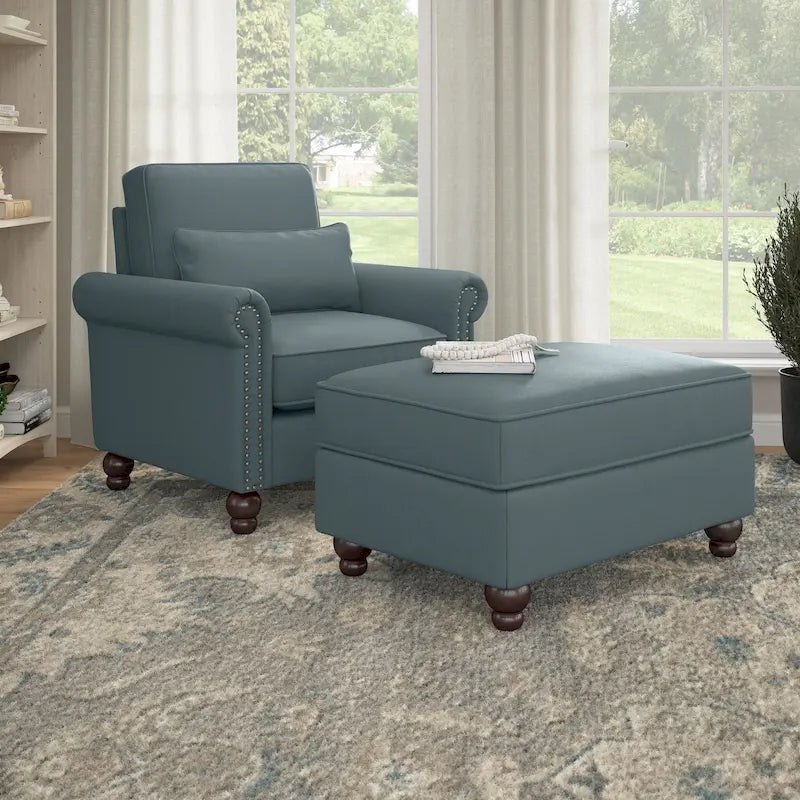 Fauteuil d'appoint de salon avec ottoman
