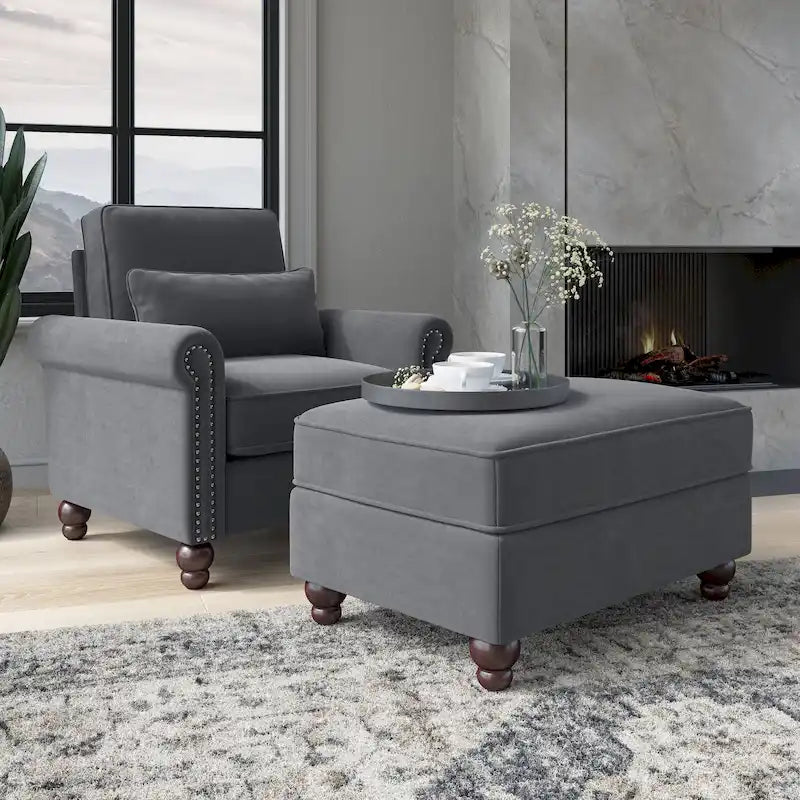 Fauteuil d'appoint de salon avec ottoman