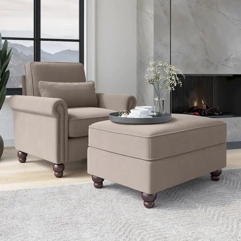 Fauteuil d'appoint de salon avec ottoman