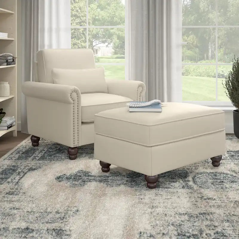 Fauteuil d'appoint de salon avec ottoman