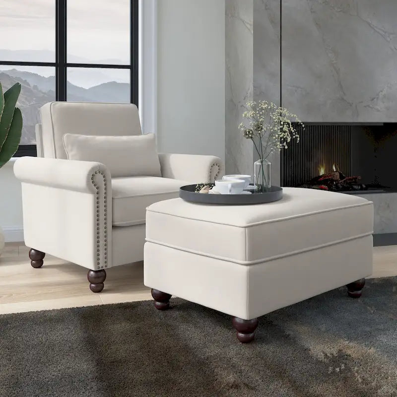 Fauteuil d'appoint de salon avec ottoman
