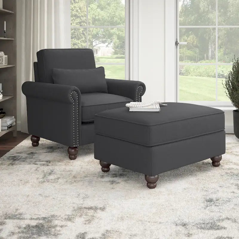Fauteuil d'appoint de salon avec ottoman
