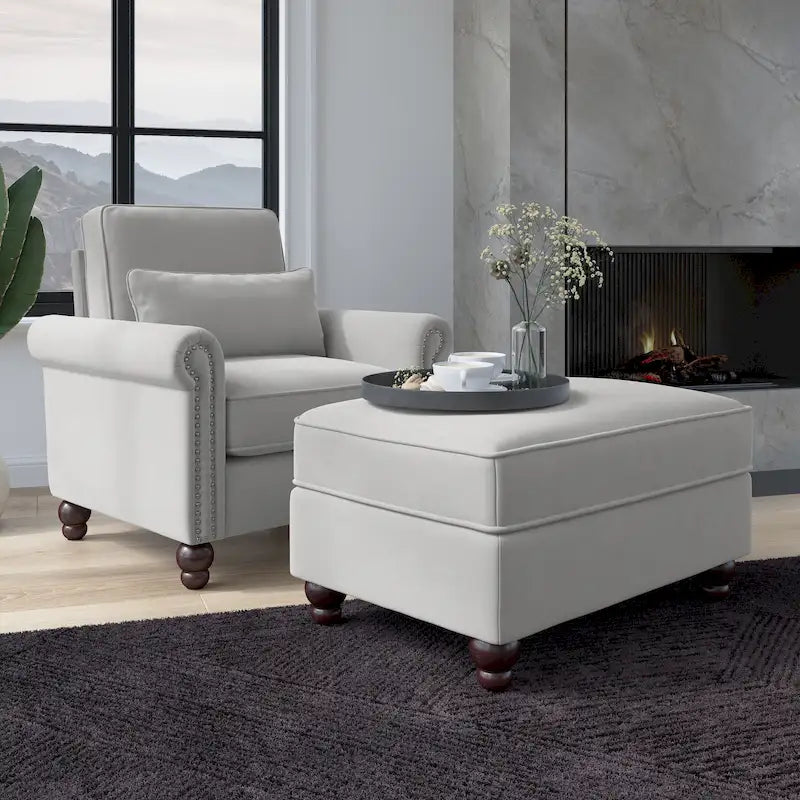 Fauteuil d'appoint de salon avec ottoman