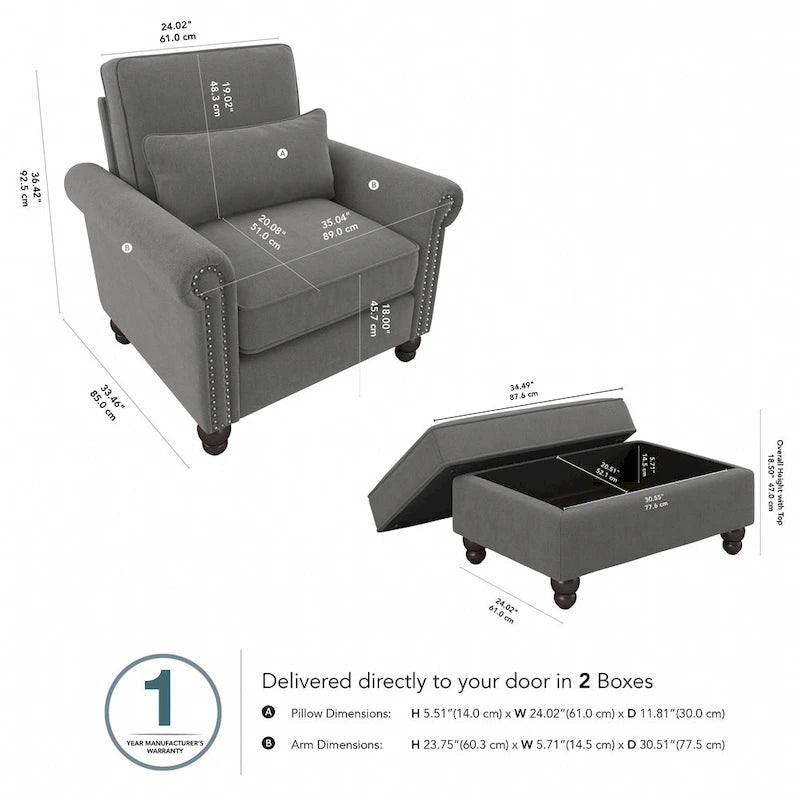 Fauteuil d'appoint de salon avec ottoman
