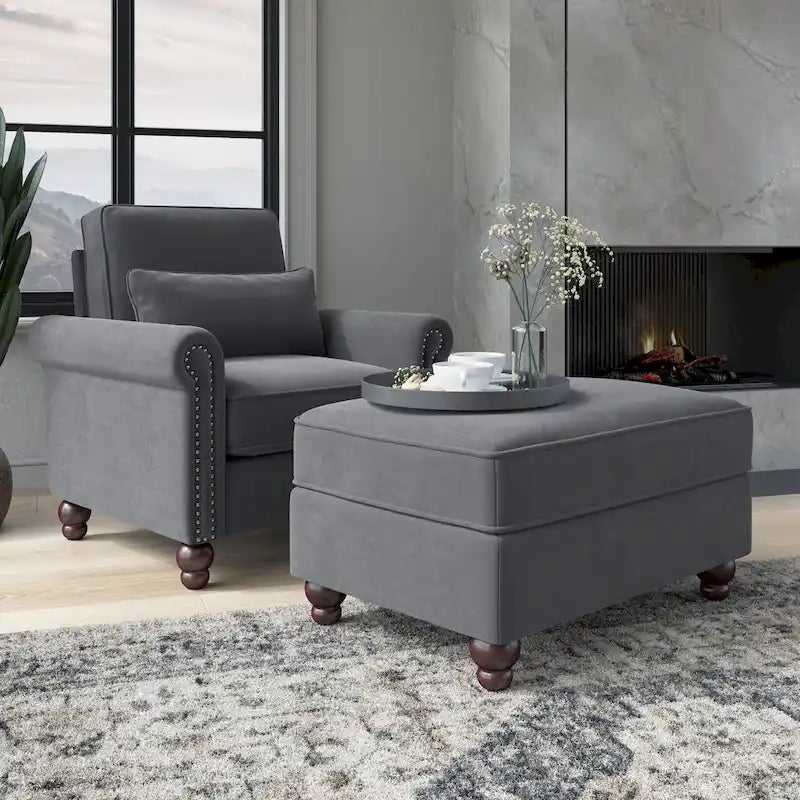 Fauteuil d'appoint de salon avec ottoman