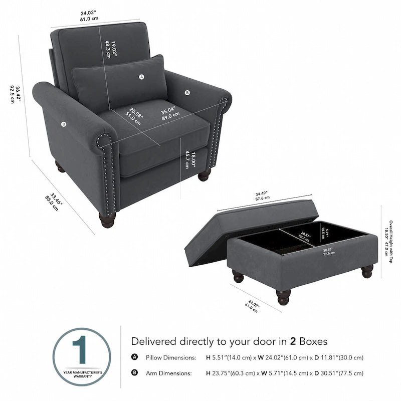 Fauteuil d'appoint de salon avec ottoman