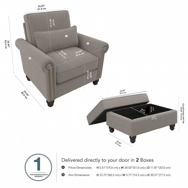 Fauteuil d'appoint de salon avec ottoman