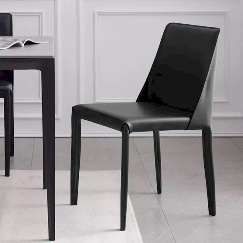 Chaise de salle à manger en cuir vegan style Mid-Century Modern