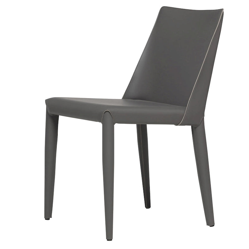 Chaise de salle à manger en cuir vegan style Mid-Century Modern