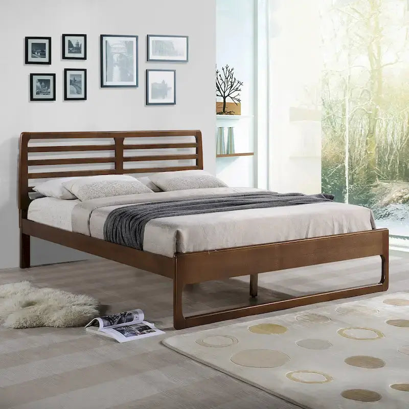 Lit plate-forme double en bois