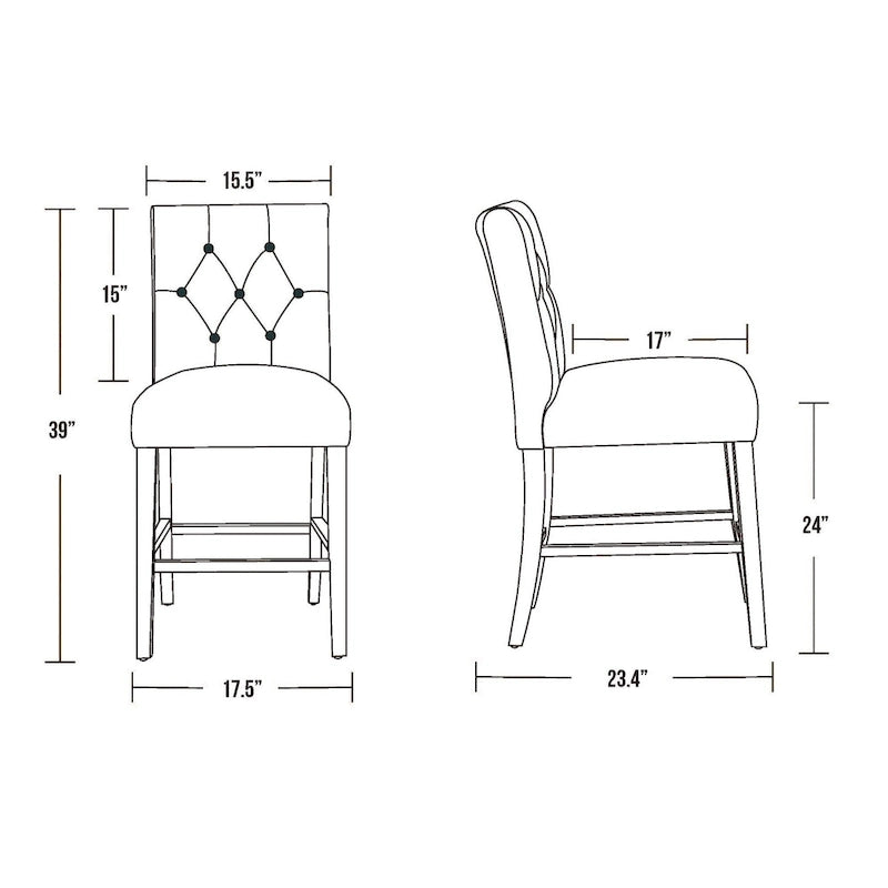 Tabouret de comptoir classique capitonné, pieds noirs