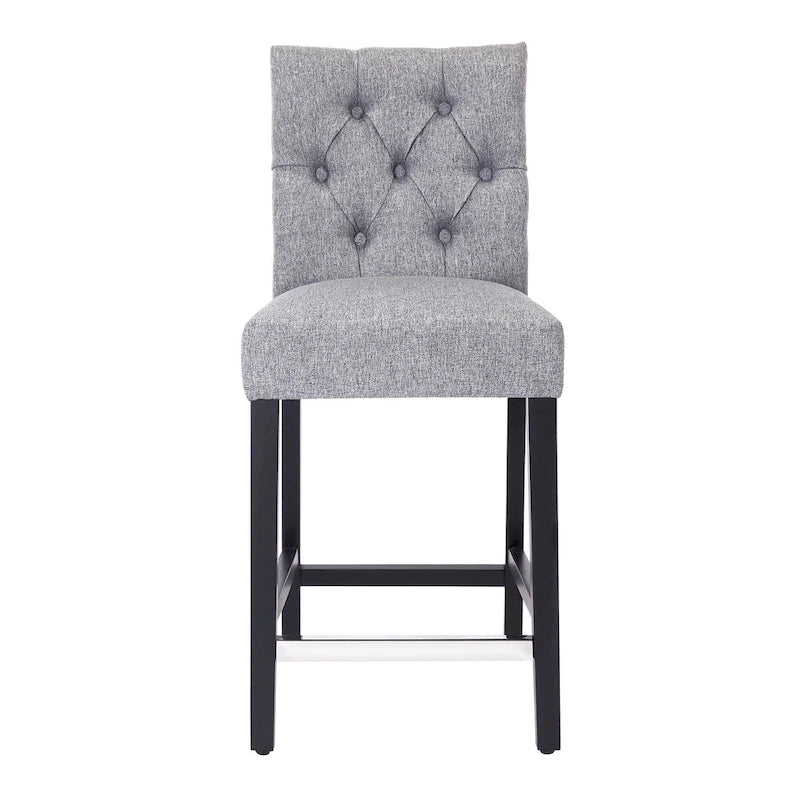 Tabouret de comptoir classique capitonné, pieds noirs