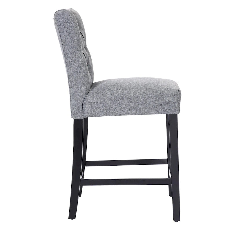 Tabouret de comptoir classique capitonné, pieds noirs