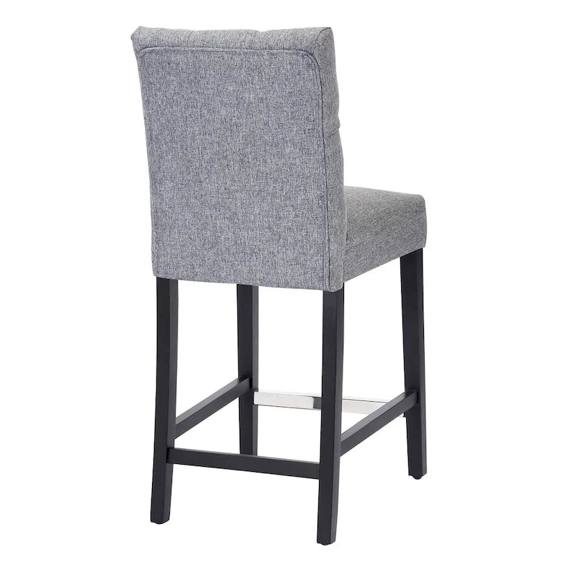 Tabouret de comptoir classique capitonné, pieds noirs