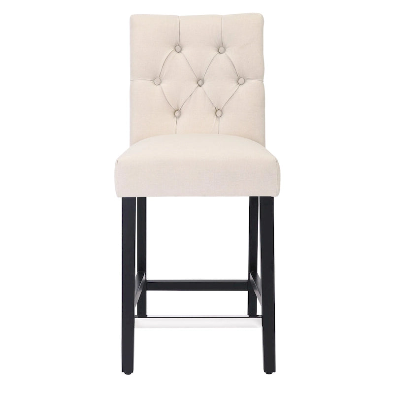 Tabouret de comptoir classique capitonné, pieds noirs