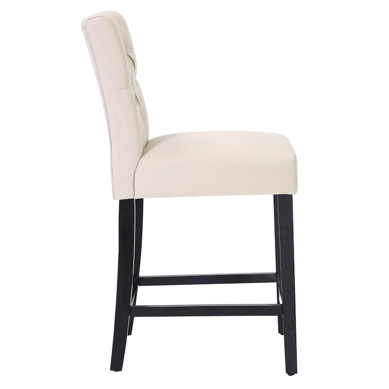Tabouret de comptoir classique capitonné, pieds noirs