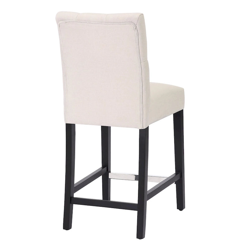 Tabouret de comptoir classique capitonné, pieds noirs