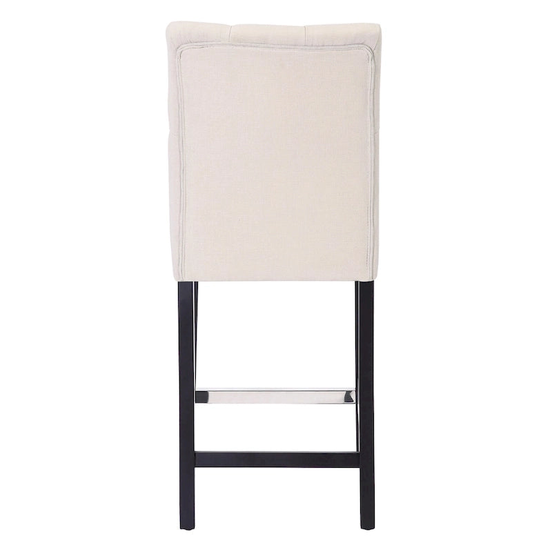Tabouret de comptoir classique capitonné, pieds noirs