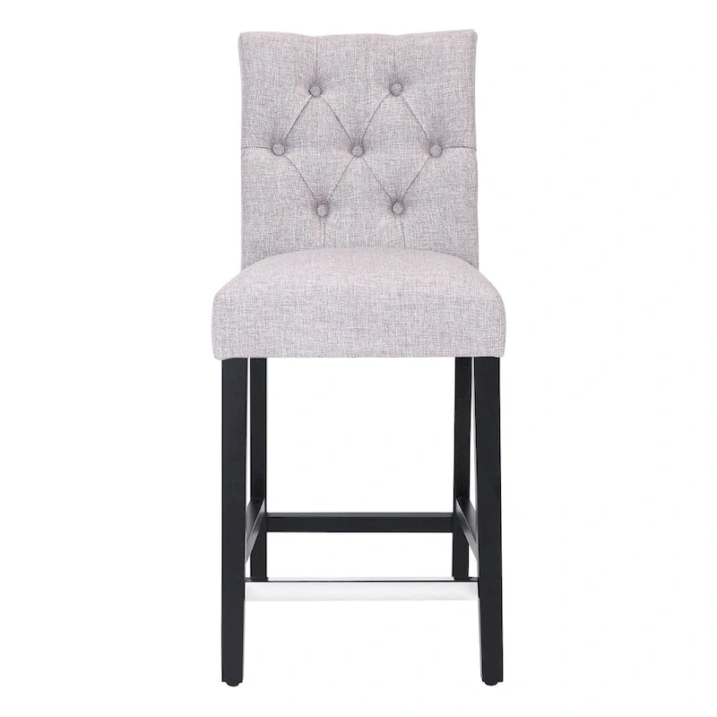 Tabouret de comptoir classique capitonné, pieds noirs