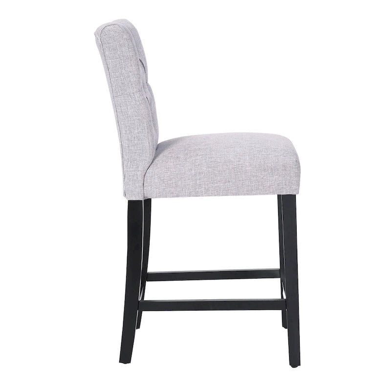Tabouret de comptoir classique capitonné, pieds noirs