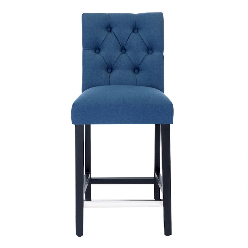 Tabouret de comptoir classique capitonné, pieds noirs