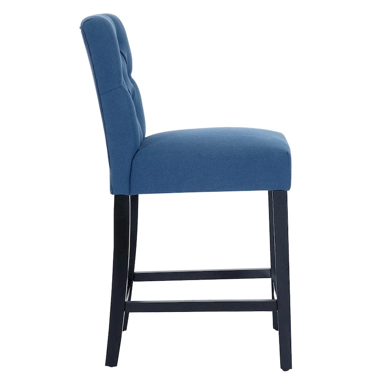 Tabouret de comptoir classique capitonné, pieds noirs