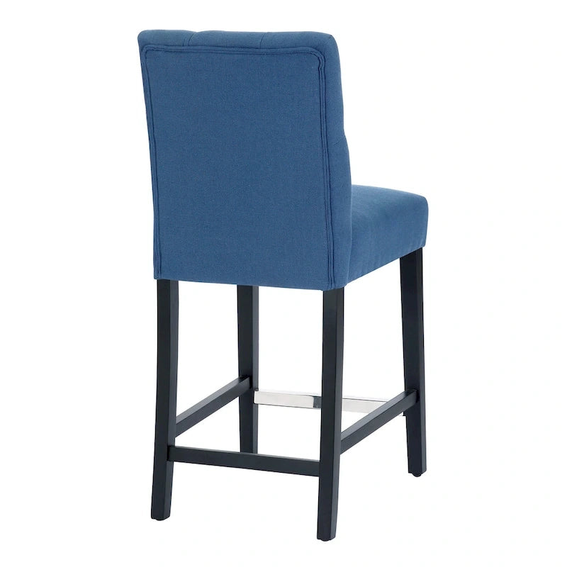 Tabouret de comptoir classique capitonné, pieds noirs