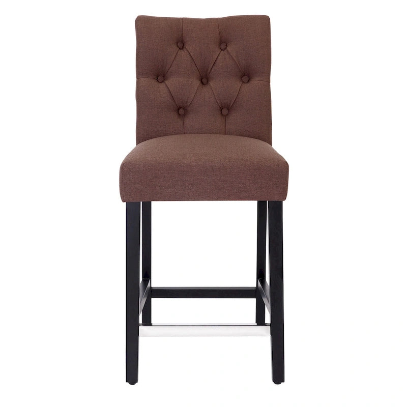 Tabouret de comptoir classique capitonné, pieds noirs