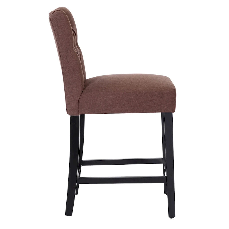 Tabouret de comptoir classique capitonné, pieds noirs