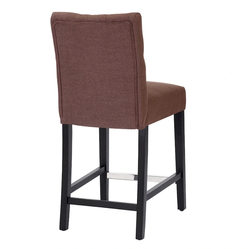 Tabouret de comptoir classique capitonné, pieds noirs